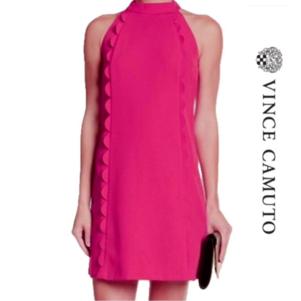 NWT {Vince Camuto} ‘Laguna’ Halterneck A-line Dress in bright pink • Size 6